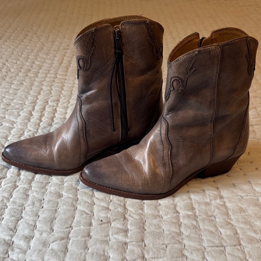 Free People Gray New Frontier Western Boots Size 38.5